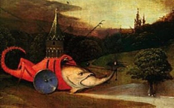 Painting Bosch Sculpture Fish With Tower From Temptation Museum Art